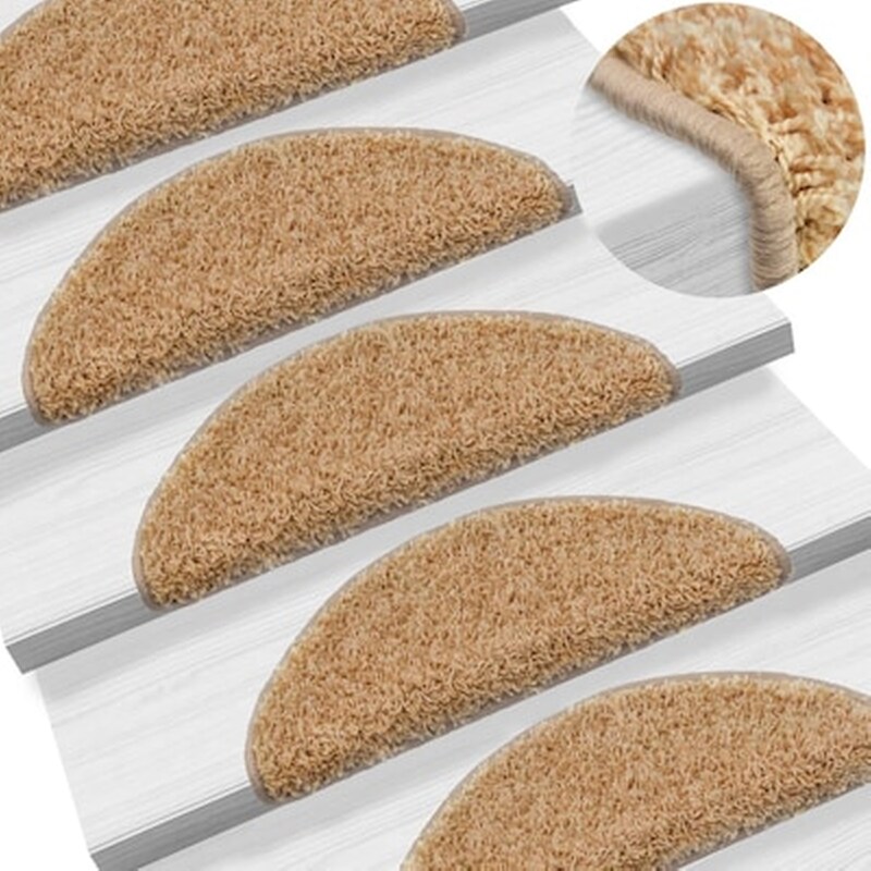 Vidaxl Πατάκια Σκάλας 15 Τεμ. Κρεμ 56 X 20 Εκ. VIDAXL