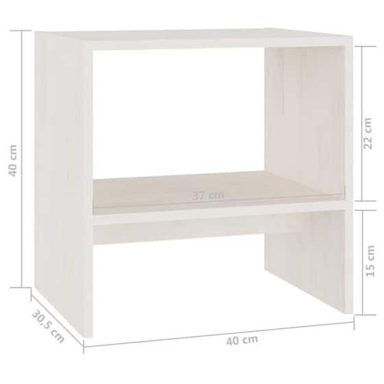 Κομοδίνο Vidaxl Από Μασίφ Ξύλο Πεύκου 40x30.5x40 cm - Λευκό image 7