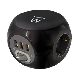 Πολύπριζο Ewent Power Block EW3938 3 Θέσεων με 3 USB - Μαύρο