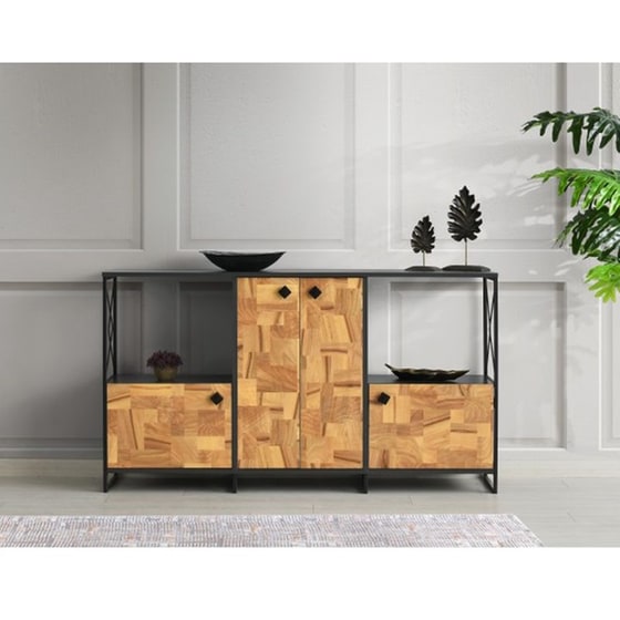 Μπουφές 24Mall Masa από Μοριοσανίδα 180x41x90 cm - Ανθρακί/Καφέ image 2