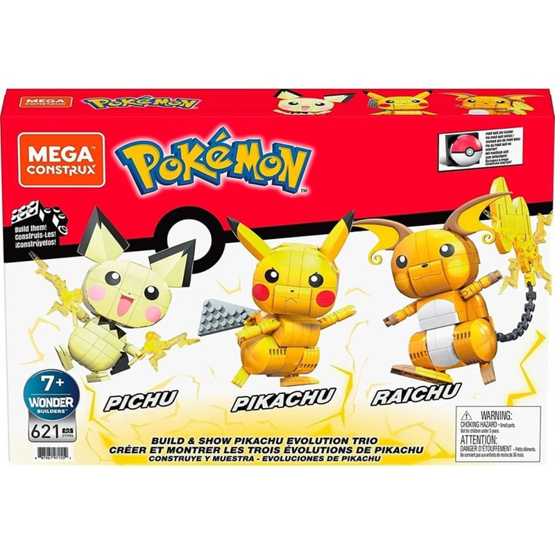 MEGA BLOKS Mega Bloks Τουβλάκια Pokemon - Pikachu Evolution Trio (621 Κομμάτια)