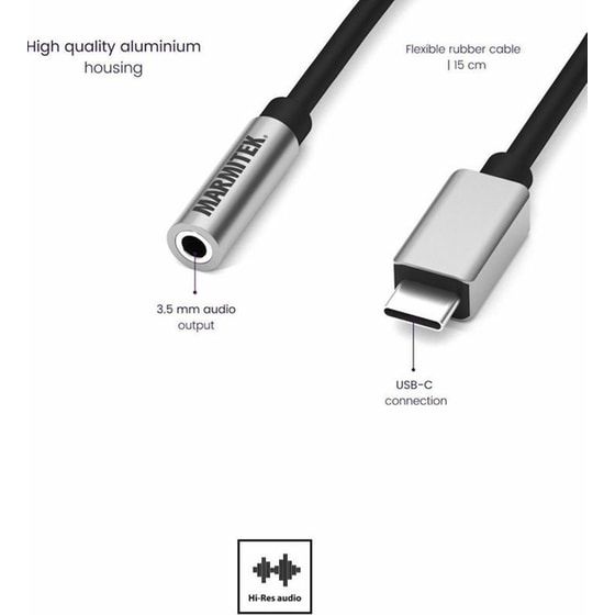Μετατροπέας Marmitek USB-C male σε 3.5mm female - Ασημί image 1