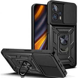 Θήκη Xiaomi Poco F5 - Bodycell Armor Slide με Κάλυμμα για την Κάμερα & μεταλλικό Ring Holder - Μαύρο