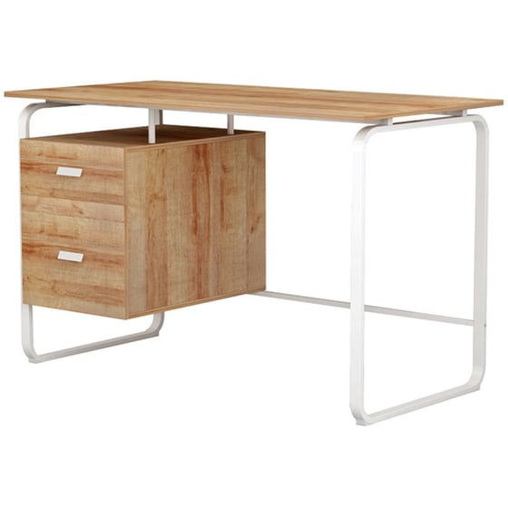 Γραφείο Εργασίας Με Συρτάρια Clarity Pakoworld Μελαμίνης Φυσικό-λευκό 120x60x75εκ – 230-000028 image 2