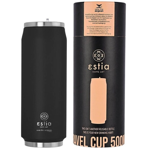Παγούρι Θερμός Estia Home Art Save The Aegean Midnight Black 500 ml image 0