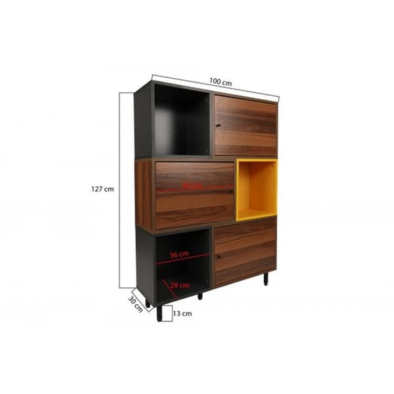 Βιβλιοθήκη 24Mall Volo από Μοριοσανίδα/Μέταλλο 110x30x140 cm - Καρυδί/Ανθρακί image 7