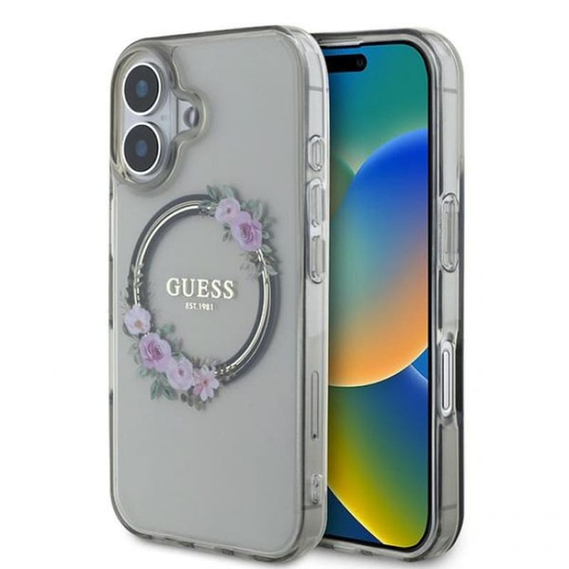 Θήκη Apple iPhone 16 - Guess Flower MagSafe - Black GUESS