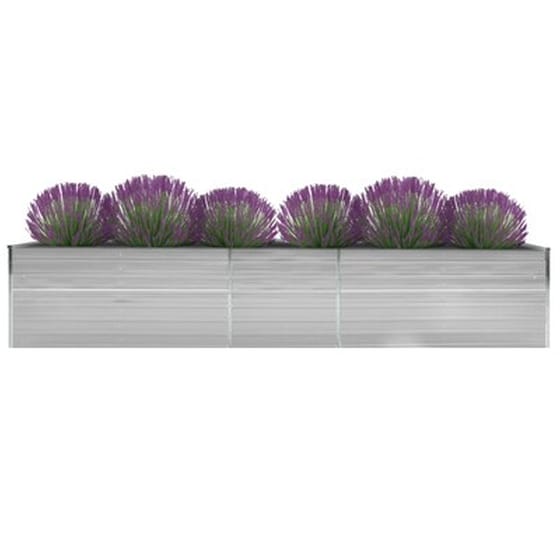 Vidaxl Ζαρντινιέρα Υπερυψωμένη Γκρι 400x80x77 Εκ. Γαλβαν. Χάλυβας image 0