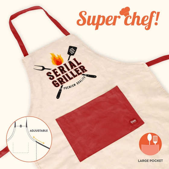 Ποδιά Μαγειρικής Legami Serial Griller - Μπεζ/Κόκκινη image 1