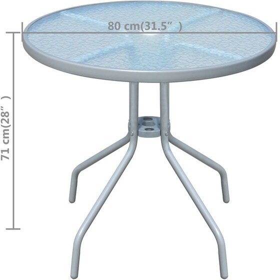Τραπέζι Εξωτερικού Χώρου VidaXL Bistro από Ατσάλι φ80x71 cm - Γκρι image 3