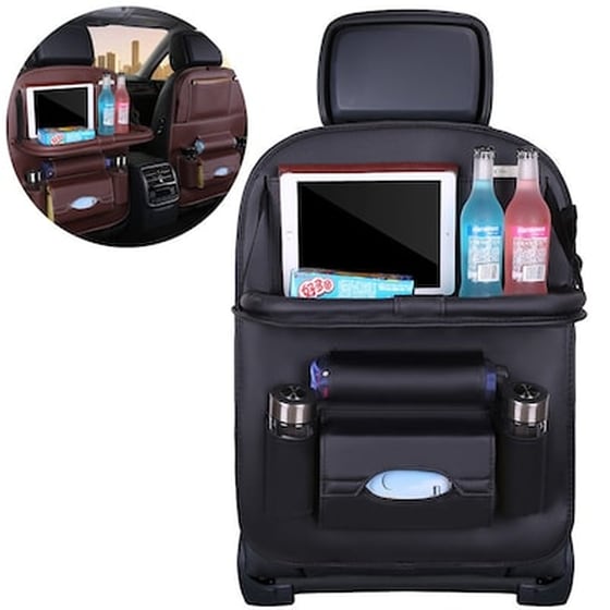 Car Organizer For The Seat Foldable Shelf Mini Car Table Black image 2