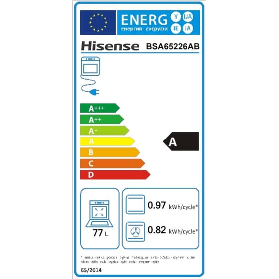 HISENSE BSA65226AB 77 Lt Μαύρο Εντοιχιζόμενος Φούρνος Άνω Πάγκου image 8