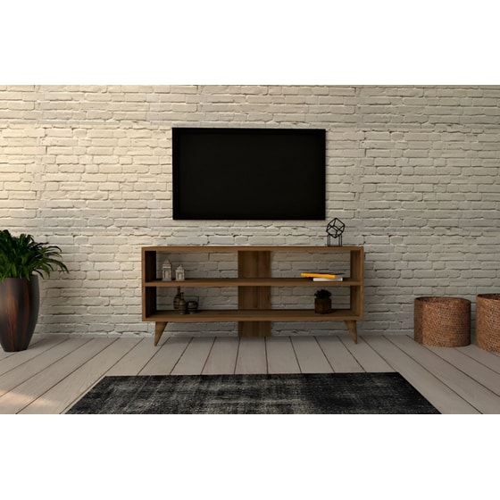 Έπιπλο Τηλεόρασης Prima από Μοριοσανίδα 120x29.6x50cm - Καρυδί image 2