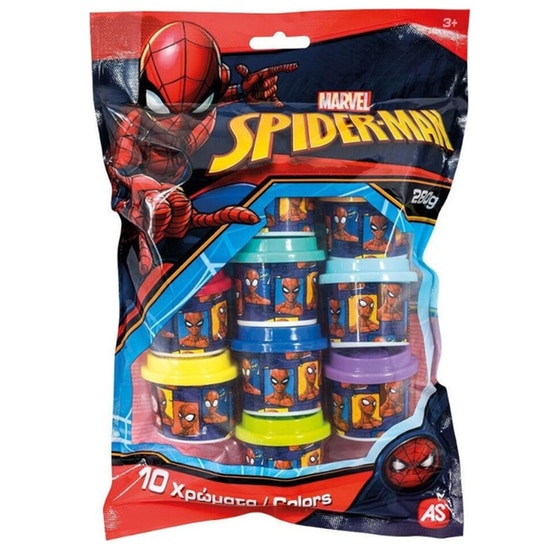 AS Company Πλαστελίνη Marvel Spiderman Σακουλάκι Με 10 Βαζάκια Και Καπάκια Καλουπάκια image 0