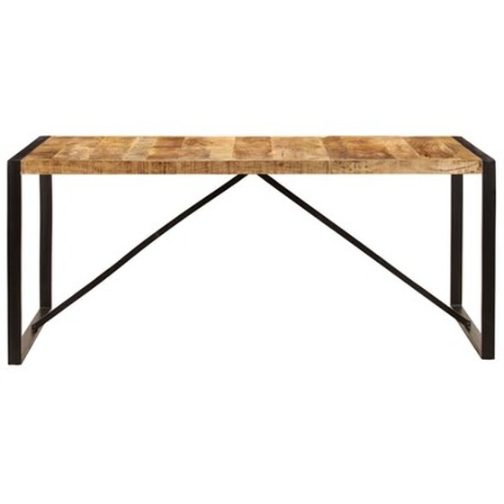 Τραπεζαρία Vidaxl από Μασίφ Ξύλο Μάνγκο 180x90x75 cm - Μαύρο/Καφέ image 2