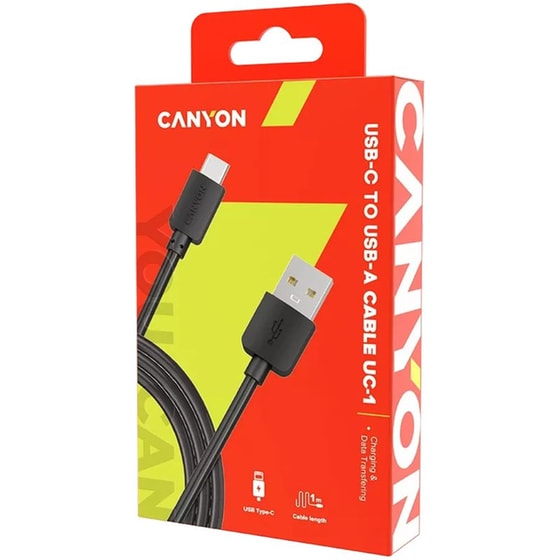 Καλώδιο δεδομένων Canyon USB-C USB 2.0 1m - Μαύρο image 1