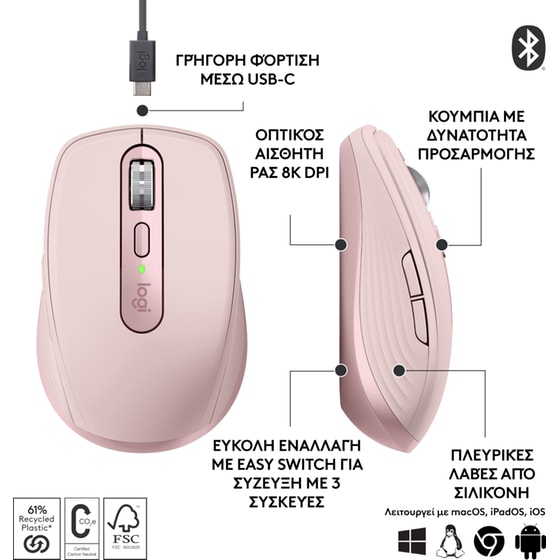 Logitech MX Anywhere 3S Ασύρματο Ποντίκι - Ροζ image 6