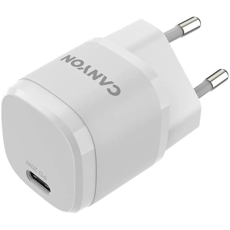 CANYON Φορτιστής Πρίζας Canyon PD Mini Wall Charger H-20-05 1x USB-C 20W - White