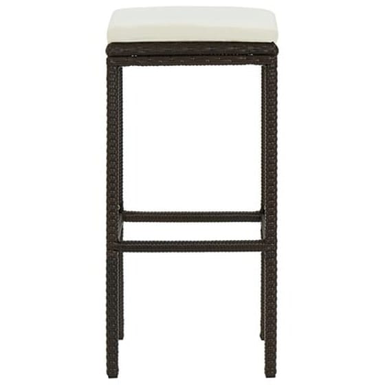 Σκαμπό Κήπου VidaXL με Μαξιλάρια από Ρατάν 4 Τμχ - Καφέ/Κρεμ image 4