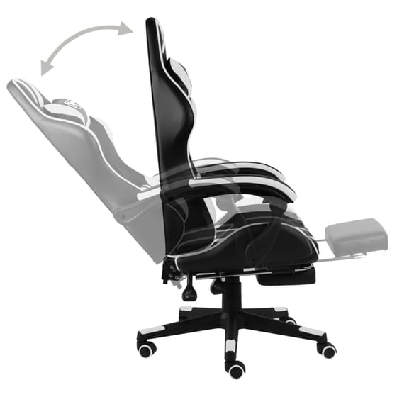Gaming Καρέκλα VidaXL Racing με Υποπόδιο από Τεχνητό Δέρμα - Μαύρο/Λευκό image 3