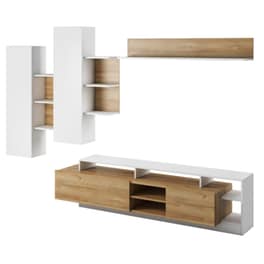 Σύνθετο Σαλονιού Polihome Oak από Μοριοσανίδα  260x40x171.5cm - Λευκό/Φυσικό