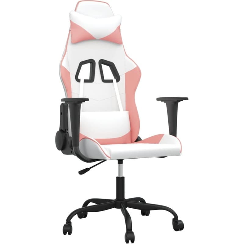 Καρέκλα Gaming VIDAXL 345408 με Ρυθμιζόμενα Μπράτσα από Τεχνητό Δέρμα - Λευκό