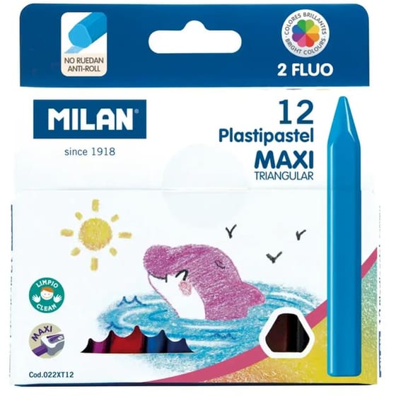 Κηρομπογιές Milan Maxi Triangular (12 Τεμάχια) image 0