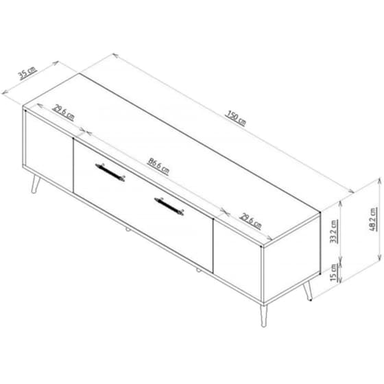 Έπιπλο Τηλεόρασης 24Mall Dita από Μοριοσανίδα 150x35x48.2 cm -  Ανθρακί/Χρυσό image 2