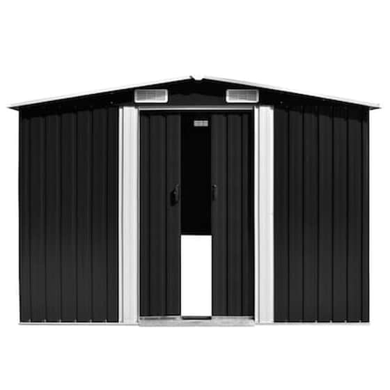 Vidaxl Αποθήκη Κήπου Ανθρακί 257 X 398 X 178 Εκ. Μεταλλική image 4