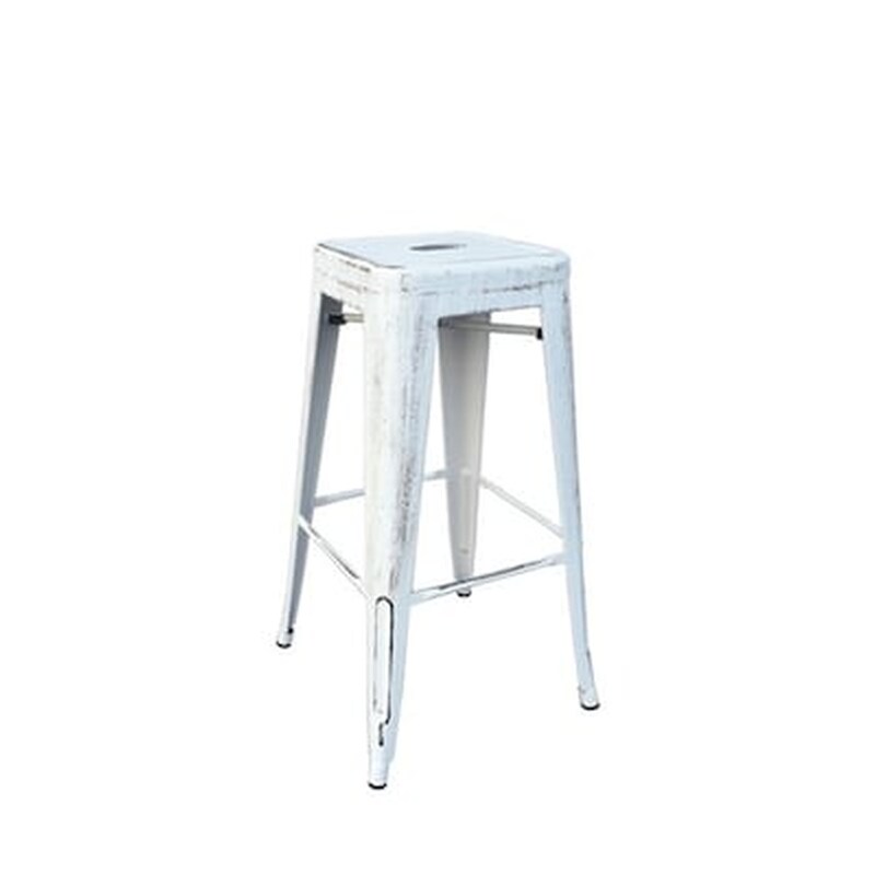 WOODWELL Σκαμπό Μπαρ Woodwell Μεταλλικό - Λευκό