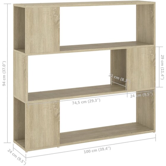 Βιβλιοθήκη VidaXL από Μοριοσανίδα 100x24x94 cm - Δρυς/ Μπεζ image 5