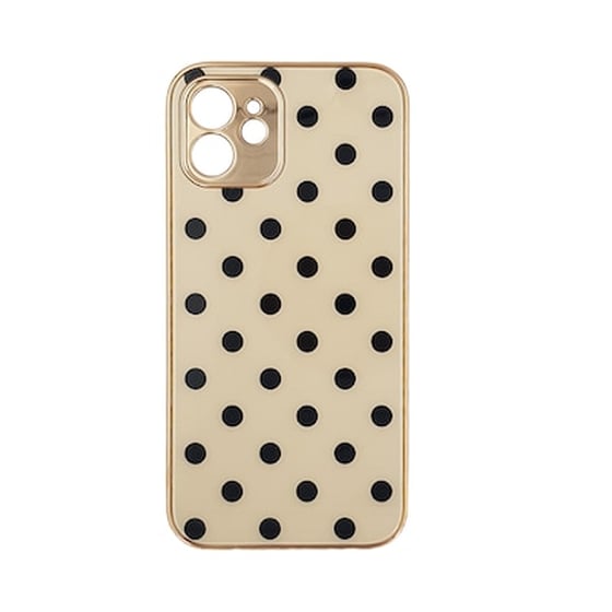 Θήκη Apple iPhone 12/iPhone 12 Pro - Gkk Electroplate Glass Case - Πουά Μπεζ image 0