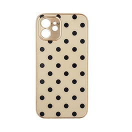 Θήκη Apple iPhone 12/iPhone 12 Pro - Gkk Electroplate Glass Case - Πουά Μπεζ