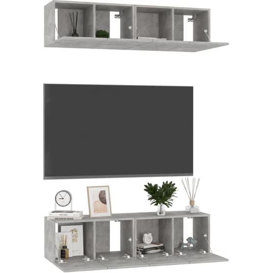Έπιπλα Τηλεόρασης VidaXL Μοριοσανίδα 4 Τμχ 60x30x30cm -Γκρι image 1