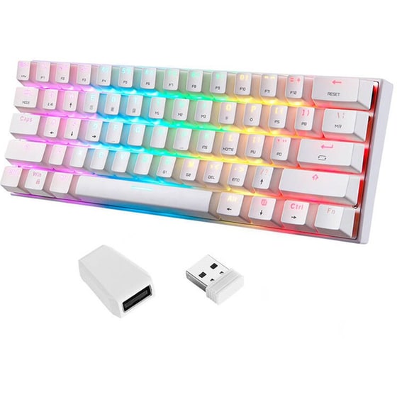 Motospeed Sk62 Μηχανικό Gaming Ασύρματο Πληκτρολόγιο RGB Λευκό/Κόκκινο (US) image 2