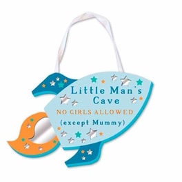Πινακίδα A.T.P Ξύλινη Little Man's Cave με Κορδέλα 8.5x11 cm - Γαλάζιο