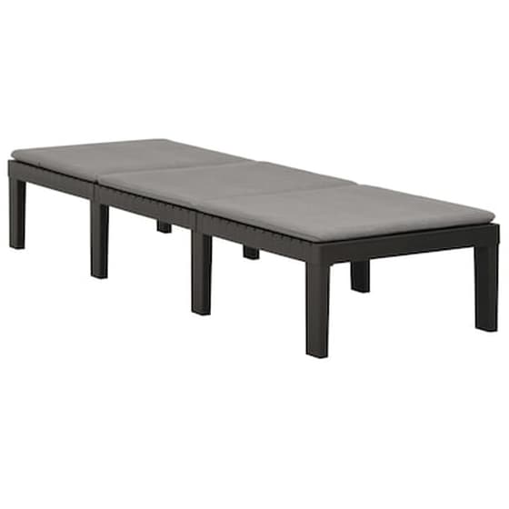 Ξαπλώστρα VidaXL με Μαξιλάρι Πλαστική 195x65x32 - Ανθρακί image 3