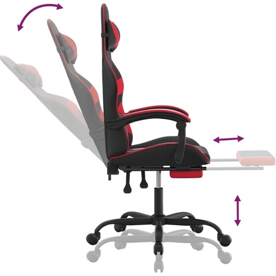 Καρέκλα Gaming VIDAXL 3143855 με Υποπόδιο από Τεχνητό Δέρμα - Μαύρο image 3