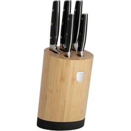 Σετ Μαχαίρια Berlinger Haus Matte Black από Ανοξείδωτο Ατσάλι με Βάση από Μπαμπού 6 Τμχ