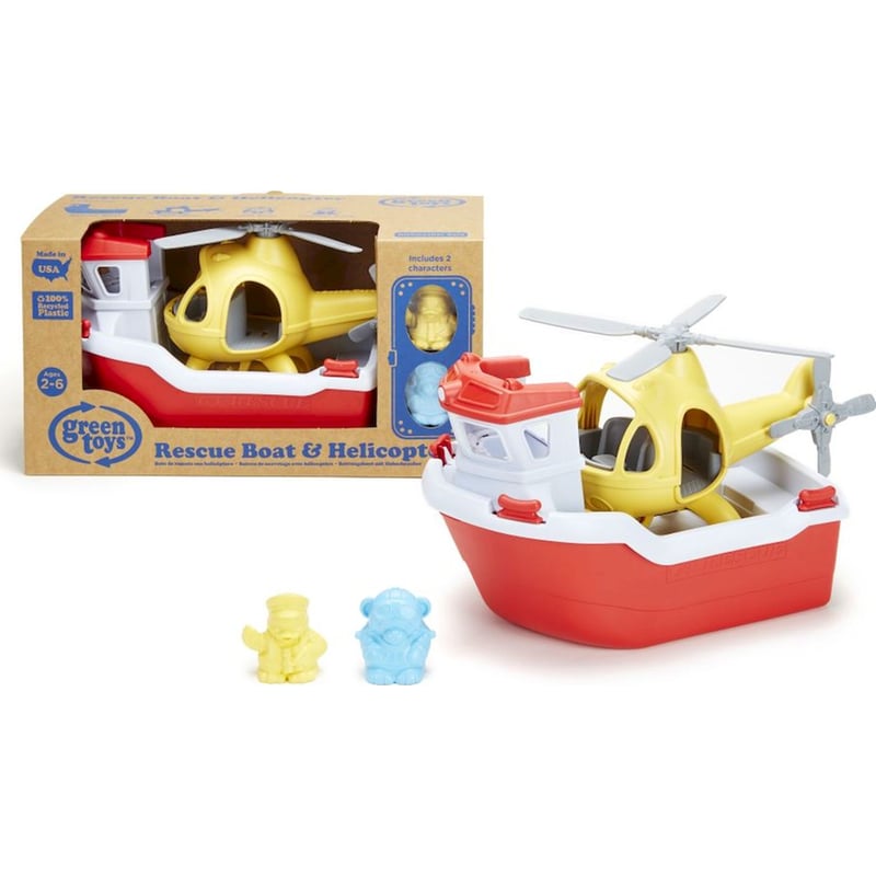 GREEN TOYS Green Toys: Rescue Boat With Helicopter (rbh1-1155)