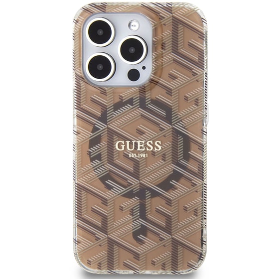 Guess “gcube Stripes Collection” Magsafe Hard Case Θήκη Προστασίας Από Σκληρό Πλαστικό – Iphone 15 Pro Max (καφέ – Guhmp15xhgcustgw) image 0