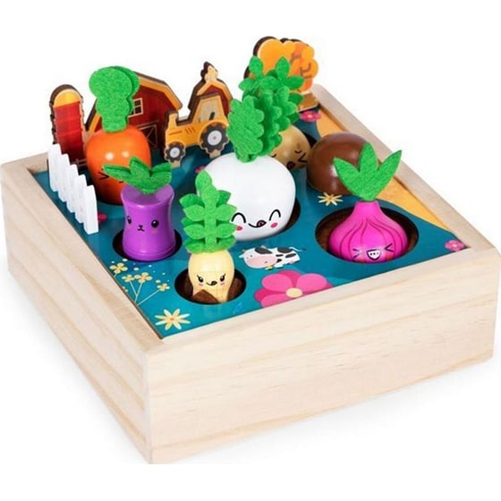 Ξύλινο Παιχνίδι Ecotoys Λαχανόκηπος Τελάρο Με 7 Λαχανικά - 17x17x6.2 cm image 1