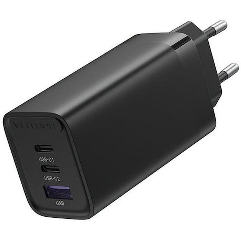 Φορτιστής Πρίζας Vention FEDB0-EU Gan USB-C/USB-A 65 W - Μαύρο