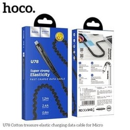 Καλώδιο δεδομένων Σύνδεσης Hoco U78 Cotton Treasure Usb to Micro Usb 2.4A 1.2m - Black