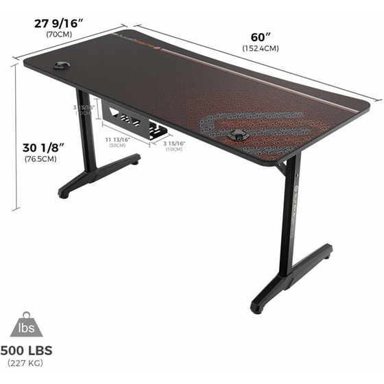 Γραφείο Gaming Eureka Ergonomic ERK-GIP-P60B B από Carbon Fiber 152.4x70cm - Μαύρο image 7