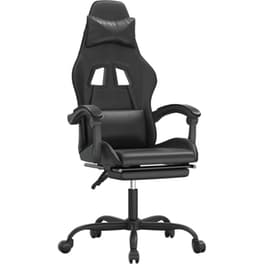 Καρέκλα Gaming VIDAXL 349539 με Υποπόδιο από Τεχνητό Δέρμα - Μαύρη