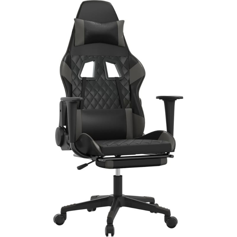 Καρέκλα Gaming VIDAXL 3143768 με Υποπόδιο από Τεχνητό Δέρμα - Μαύρο