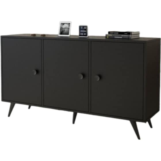 Μπουφές 24Mall Neroo από Μοριοσανίδα/Μέταλλο 143x40x78.6 cm - Μαύρος image 0
