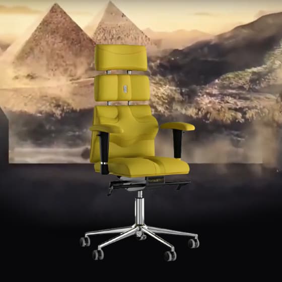 Καρέκλα Διευθυντική Kulik Pyramid από Τεχνητό Δέρμα - Κίτρινη image 1