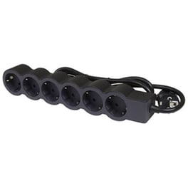 Πολύπριζο Legrand με 6 πρίζες σούκο 1.5m - Black/Grey
